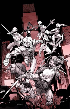 MIGHTY MORPHIN POWER RANGERS / TEENAGE MUTANT NINJA TURTLES HC BLACK and WHITE ED